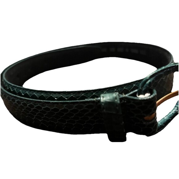 Vintage 80s Genuine Snakeskin Belt Teal Green Exotic Made In Taiwan Womens Small - Picture 4 of 10